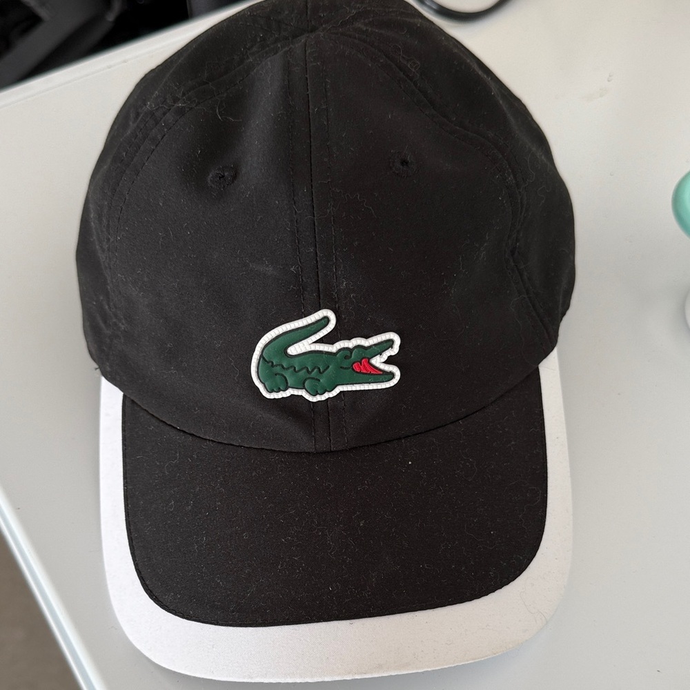 Lacoste Black Cap with White Trim